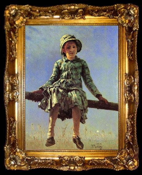 framed  Ilya Repin Painter daughter, ta009-2